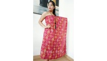 sarongs pareo rayon batik hand stamp red color made in bali